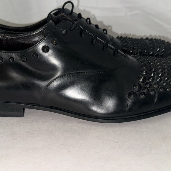 US 8.5 ITALY Cesare Paciotti Men\'s Black Leather Studded Lace Up Dress Shoes main image 4